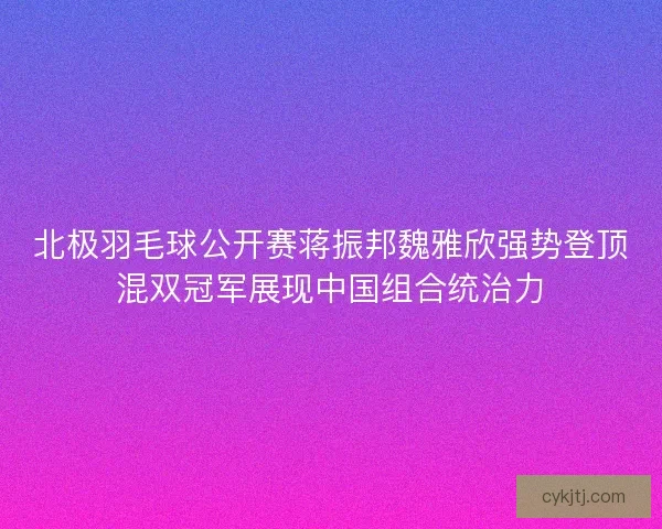 北极羽毛球公开赛蒋振邦魏雅欣强势登顶混双冠军展现中国组合统治力